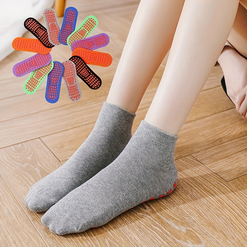 5 Pairs Non-slip Yoga Pilates Socks Breathable Solid Medium Tube Dance Training