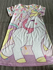 Girl's Pony Dress Short Sleeve Crew Neck Princess Dress Summer Party