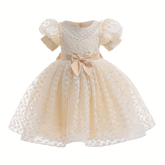 Girls Floral Princess Dress Puff Sleeve Tutu Dresses
