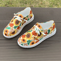 Women's Sunflower Slip on Canvas Shoes Lightweight Walking Shoes