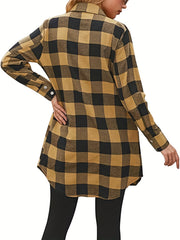 Plaid Jacket Casual Long Sleeve Jacket for Women