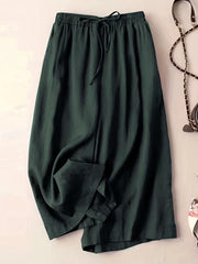 Wide Leg Drawstring Capris Pants for Women