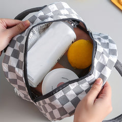 Checkerboard Insulated Lunch Bag - Reusable Aluminum Foil Lunch Box