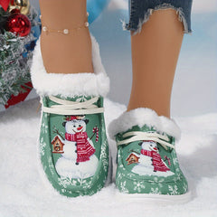 Christmas Snowman Pattern Thickened Warm Winter Outdoor Sneakers