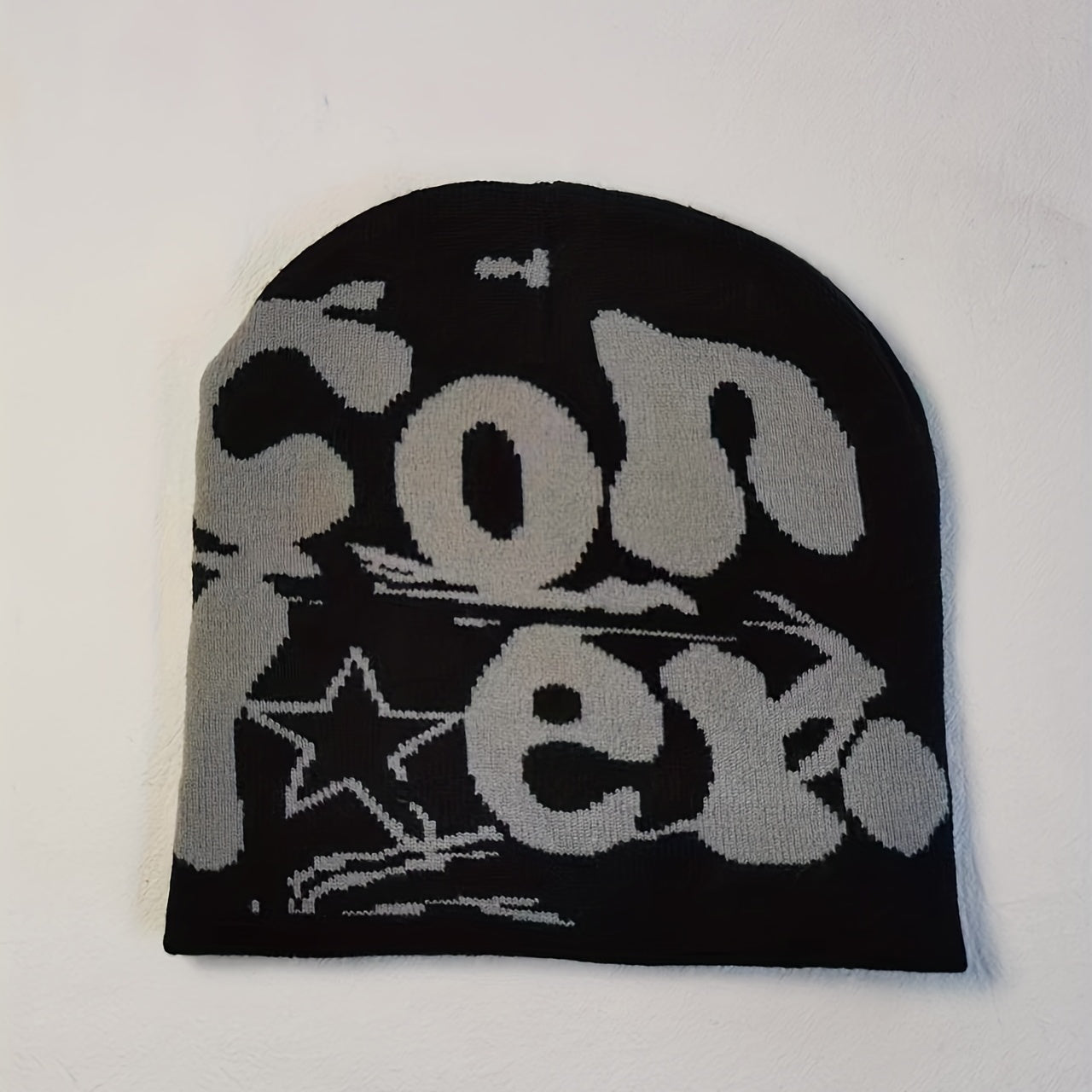 Double Y2K Beanie Unisex Hip Hop Knit Hat Letter Jacquard Warm Skull Cap