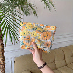Floral Pattern Makeup Pouch Zipper Roomy Style Makeup Bag