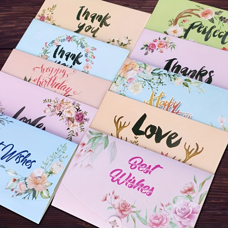 10pcs Anime Blessing Words Greeting Card Birthday Thank You Holiday Gift
