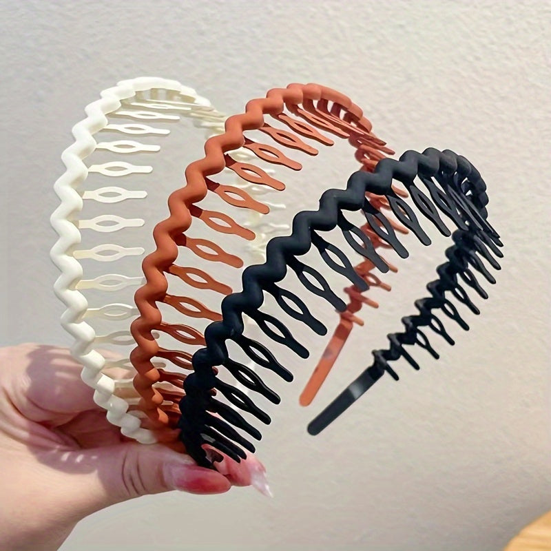 Women Solid Wave Headbands Non slip Hairbands Girls Hair Combs Wash Face