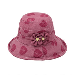 Printed Bucket Hat Flower Decor Sunscreen Basin Hat Foldable Beach Hats