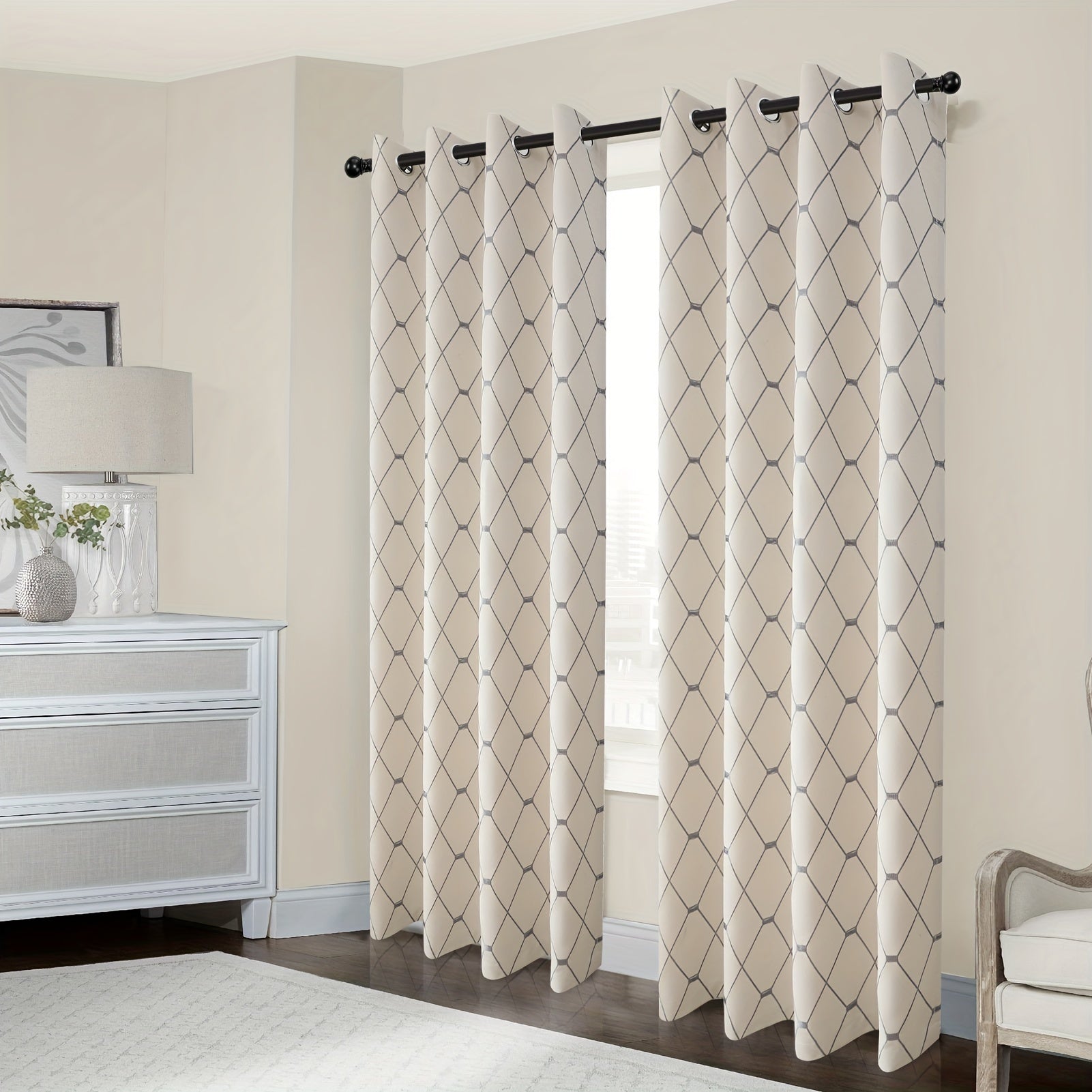 Wave Print Curtains Energy Saving Thermal Insulated Soundproof Curtains