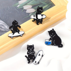 Cartoon Cat Enamel Pin Set - Fun Animal Jewelry for Boys and Girls