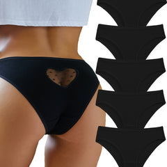 5pcs Lace Stitching Bikini Panties & Cotton Comfort Panties Women's Underwear