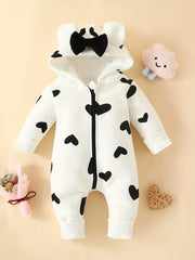 Baby Bowknot Hooded Sweatshirt Romper Zipper Outwear Christmas Gift