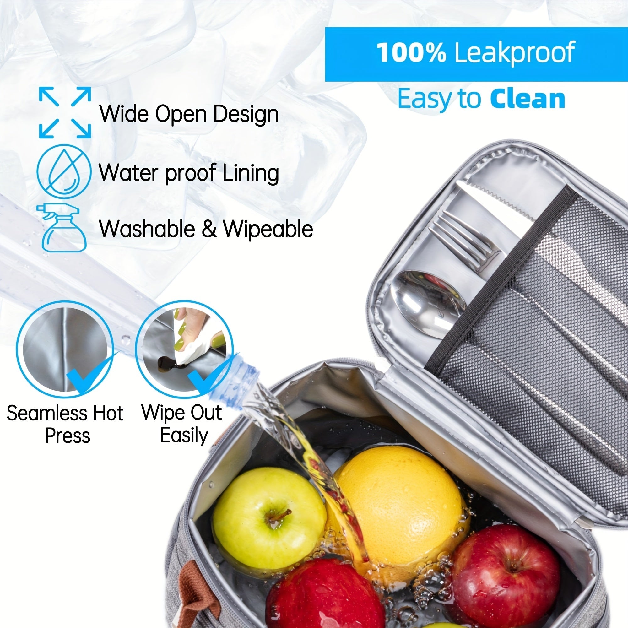 Insulated Lunch Bag for Work School Picnic Travel Beach Keeps Food Fresh