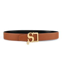 Men's S Buckle Leather Belt Decorative Belt For Outdoor Party