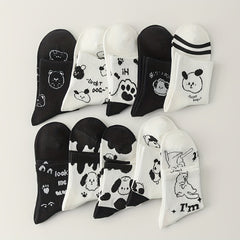 5 Pairs Girls Cartoon Animal Socks Cotton Crew Children s Socks