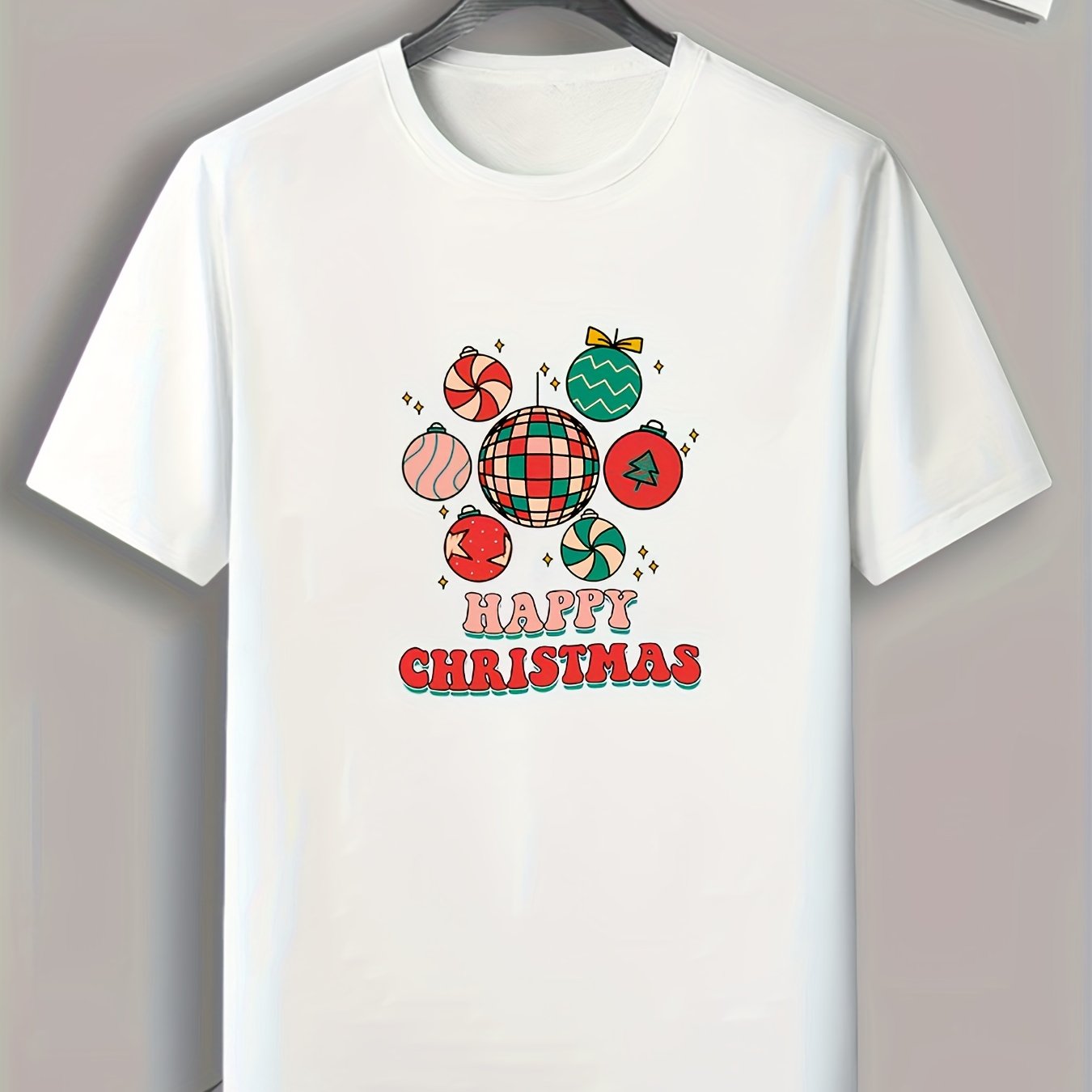 Christmas Pattern Print Men's Sports T-shirt Graphic Tee For Fitness