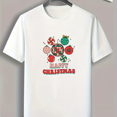 Christmas Pattern Print Men's Sports T-shirt Graphic Tee For Fitness
