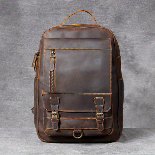 Vintage Leather Backpack Laptop Bag Outdoor Travel Weekender Shoulder Bag