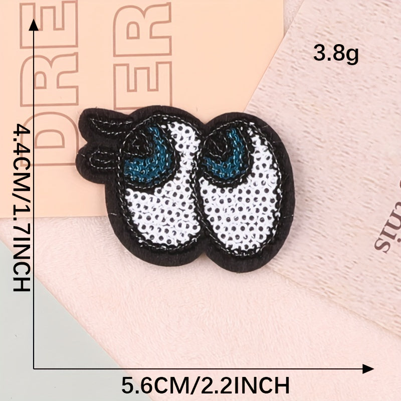 4pcs Sequin Eyes Letter Mix And Match Patches DIY Iron on Model Cloth Stickers