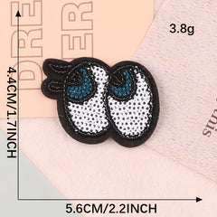 4pcs Sequin Eyes Letter Mix And Match Patches DIY Iron on Model Cloth Stickers