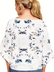 Floral Print Boho Blouse V Neck T-Shirt
