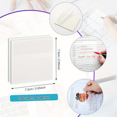 100pcs Transparent Sticky Notes Waterproof Self-adhesive Writable