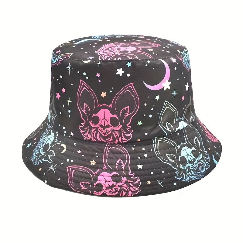 Y2K Anime Print Bucket Hat Halloween Monster Fisherman Cap
