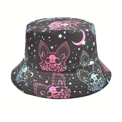 Y2K Anime Print Bucket Hat Halloween Monster Fisherman Cap