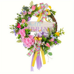 Spring Withered Branch Wooden Sign Flower Wreath Christmas Hanging Decorations