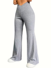 Heathered High Rise Flared Leg Pants