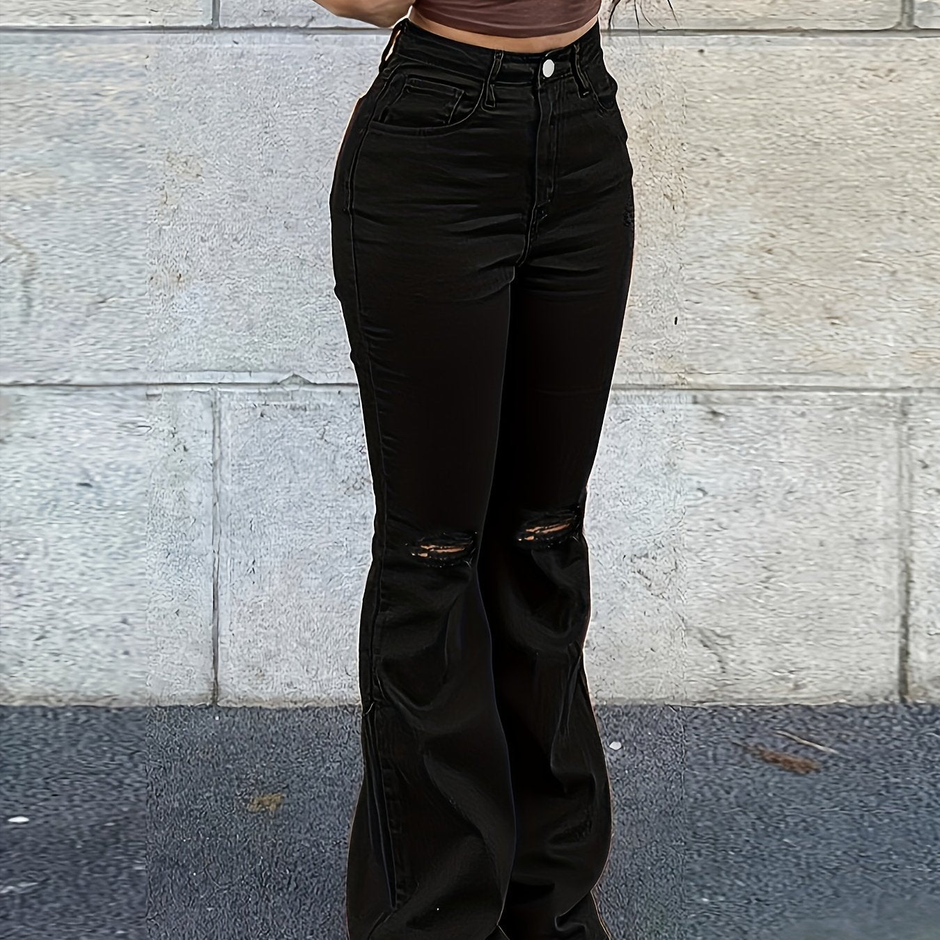 High Waist Wide Legs Flared Jeans Bell Bottom Denim Pants