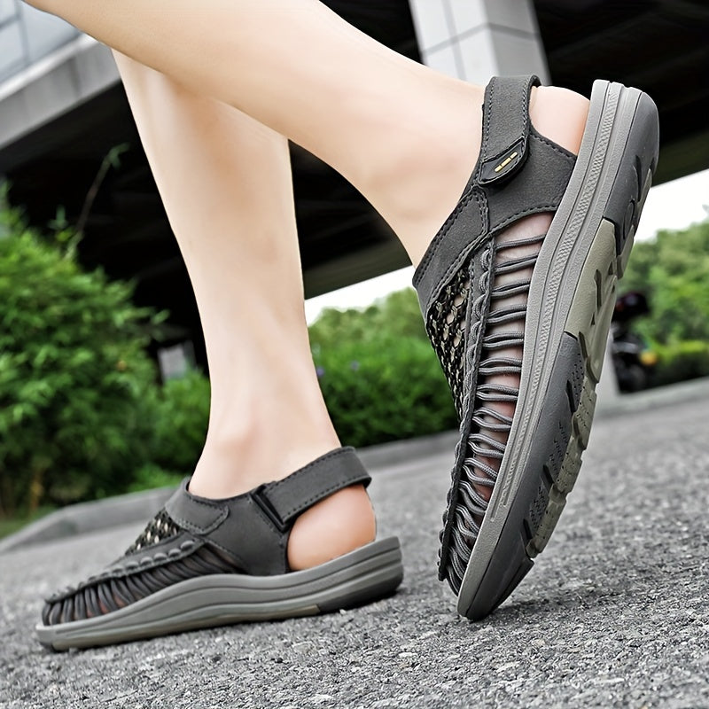 Men's Closed Toe Knit Sandals Durable Non Slip Outdoor Shoes