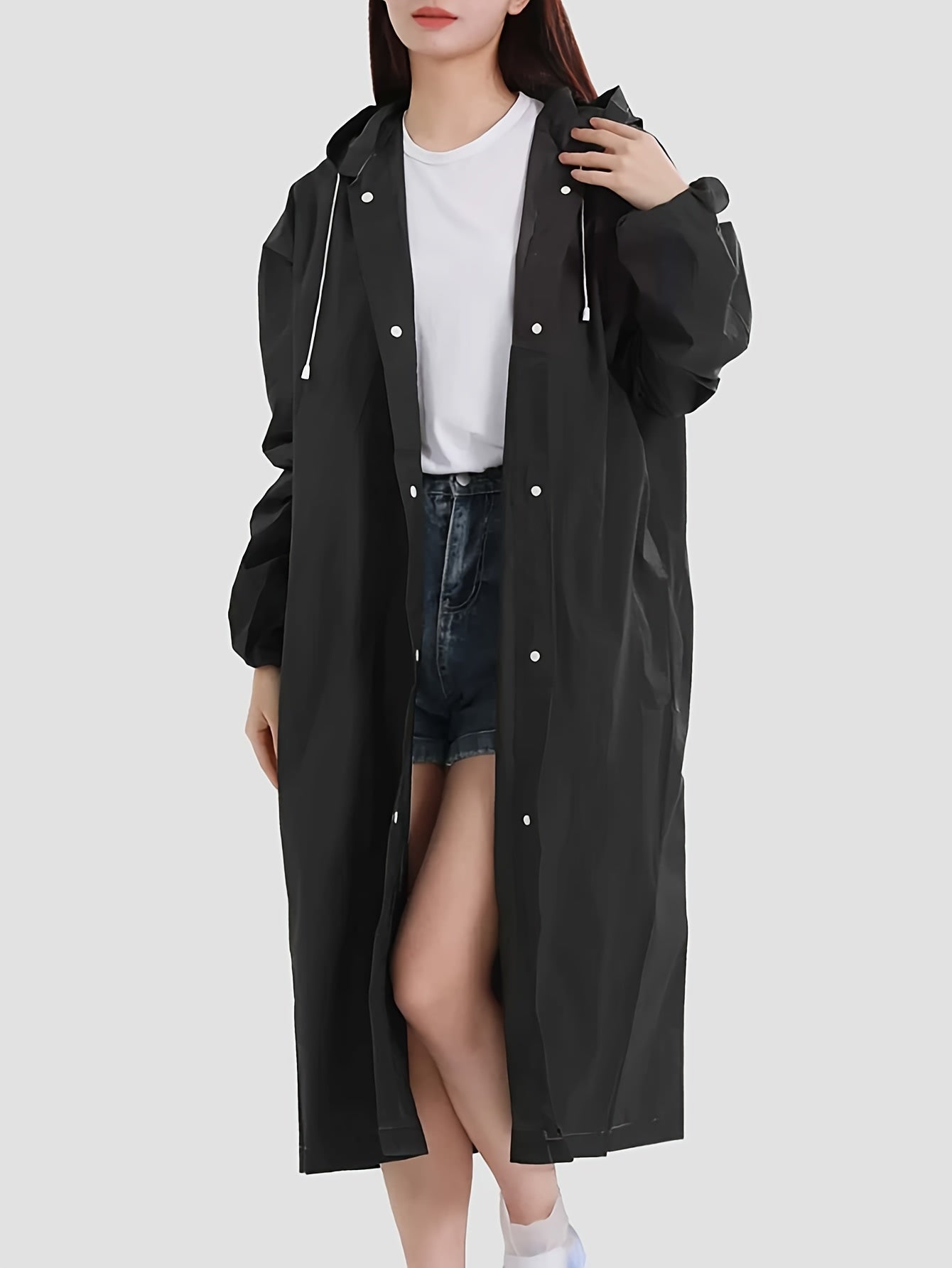 Reusable Rain Ponchos for Adults with Hood Waterproof Raincoats for Women