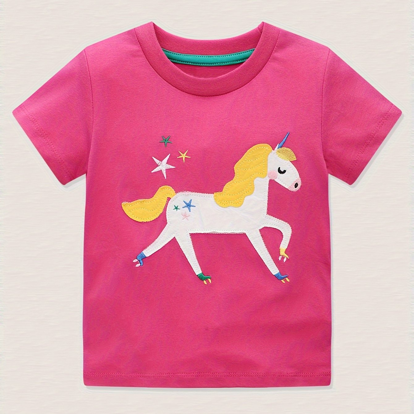 Girls Unicorn Graphic Short Sleeve T shirt - Summer Gift