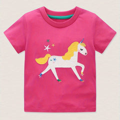 Girls Unicorn Graphic Short Sleeve T shirt - Summer Gift