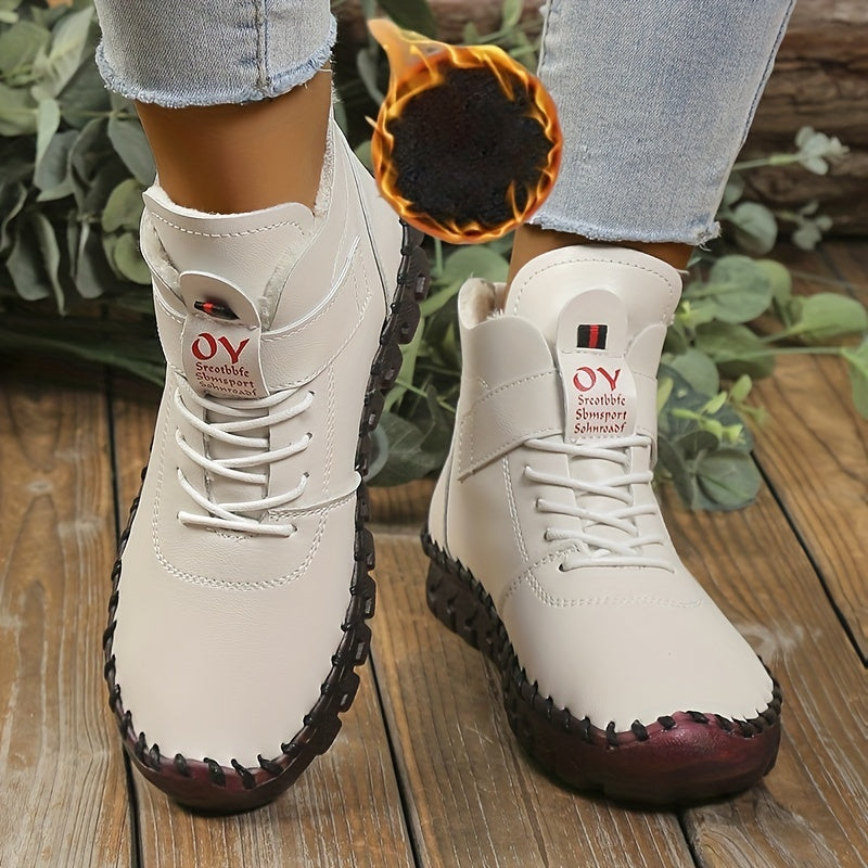 Women's High Top Platform Boots Plush Lined Comfortable Walking Shoes