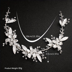 Bridal Headband Leaf Flower Rhinestone Wedding Headwear for Women