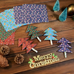 48pcs Christmas Origami Set Educational Diy Paper Mini Gift Wrapping Paper
