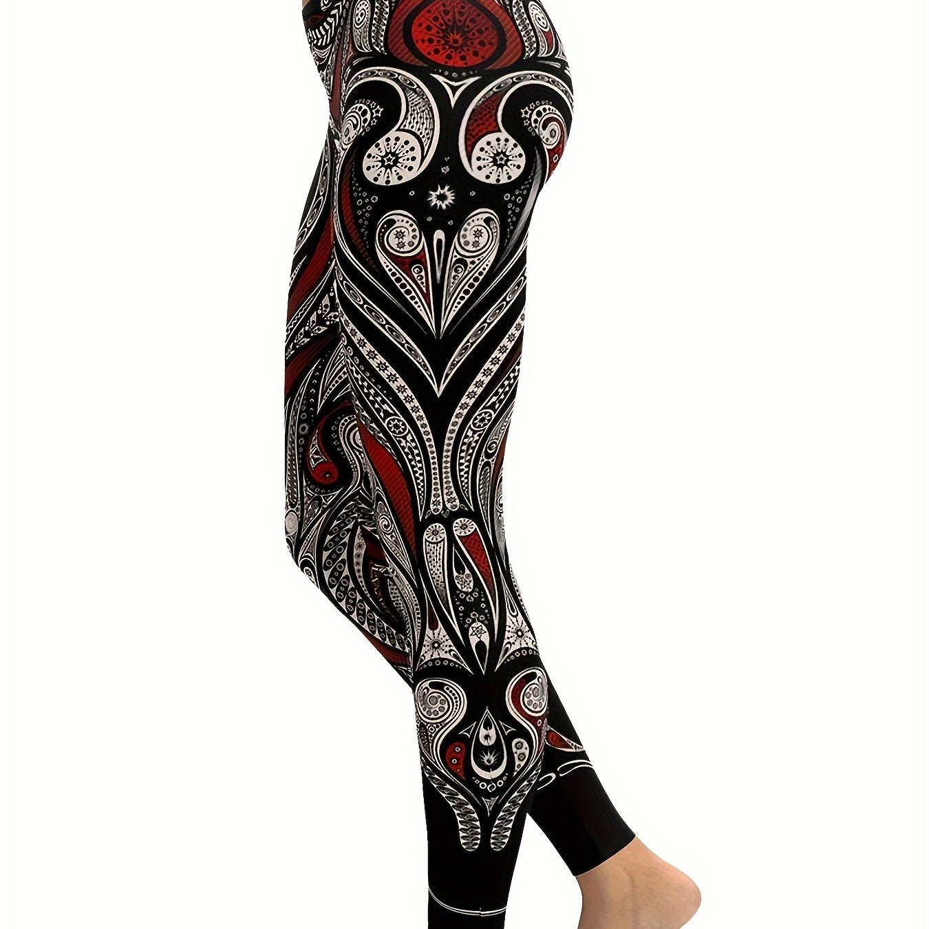 Boho Print Plus Size Leggings with Slight Stretch