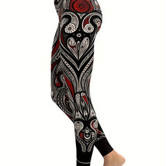 Boho Print Plus Size Leggings with Slight Stretch