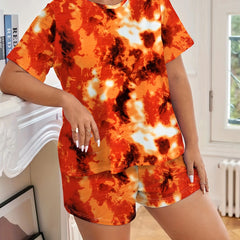 Tie Dye Lounge Set Soft T shirt & Shorts Pajama Two Piece
