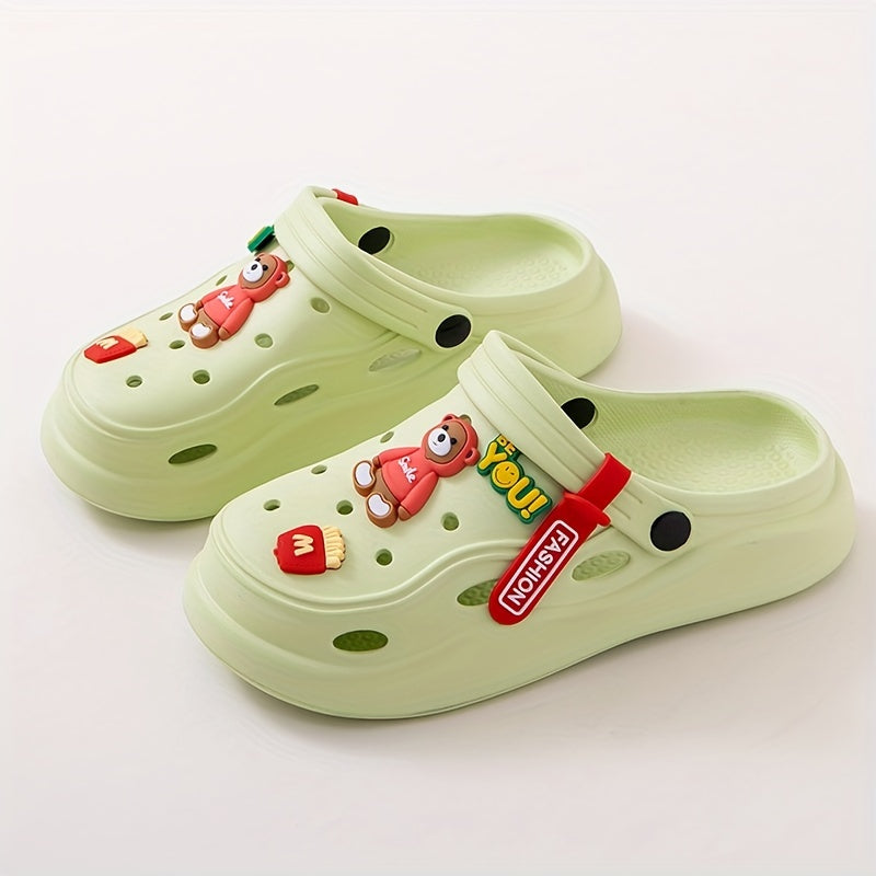 Women's Bear Decor Clogs Platform Slide Sandals