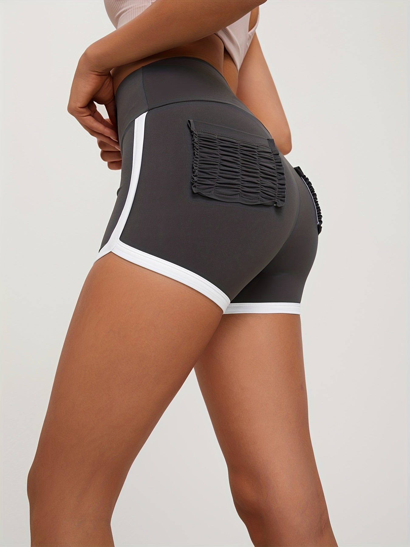 Contrast Trim Sports Short High Waist Stretchy Slim Fit