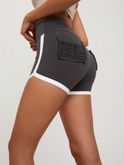 Contrast Trim Sports Short High Waist Stretchy Slim Fit