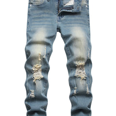 Boys Ripped Jeans Straight Cut Denim Pants for Spring and Autumn