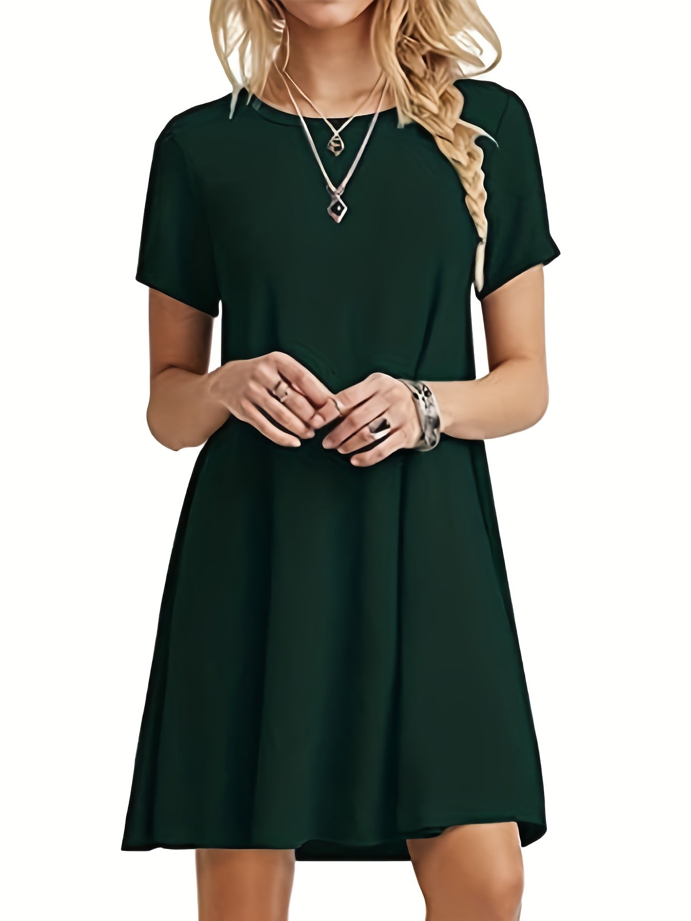 Casual Crew Neck Short Sleeve T-shirt Dress Women's Clothing