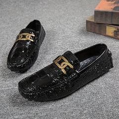 Crocodile Embossed Loafer Shoes Lightweight Non Slip Driving Shoes