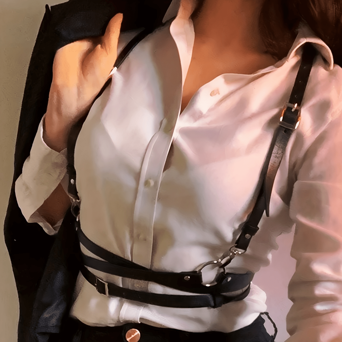 Adjustable Harness Belt Punk PU Leather Waistband Women's Suspenders