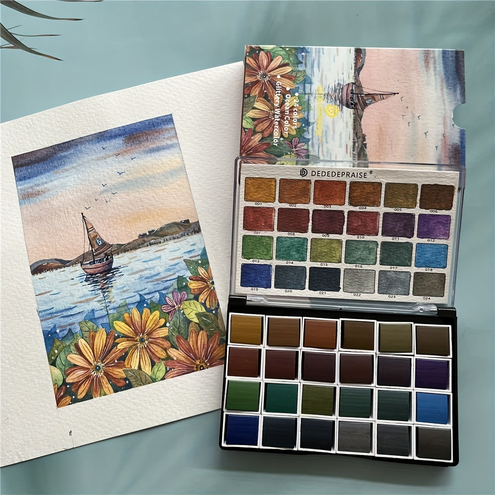 Watercolor Paints Portable Art Kit For Students - 24 Professional Artist Art Set